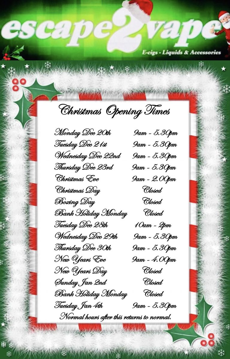 Christmas Opening Times