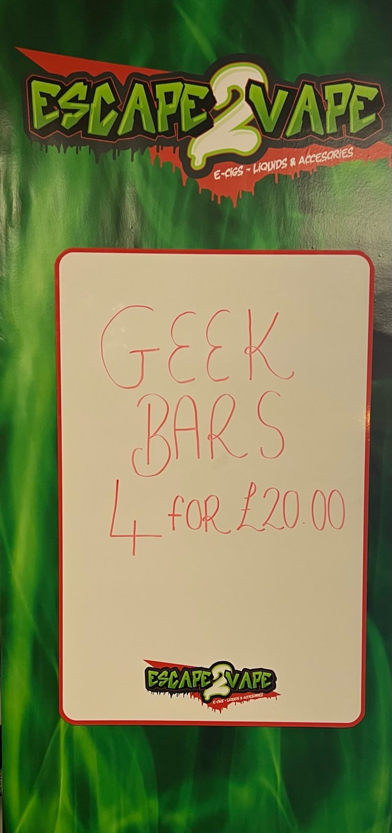 GEEK BARS ARE NOW 4 FOR £20.00
