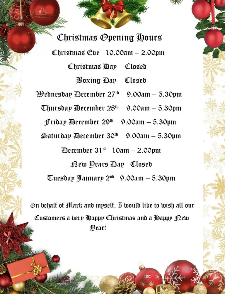 Christmas Opening Times